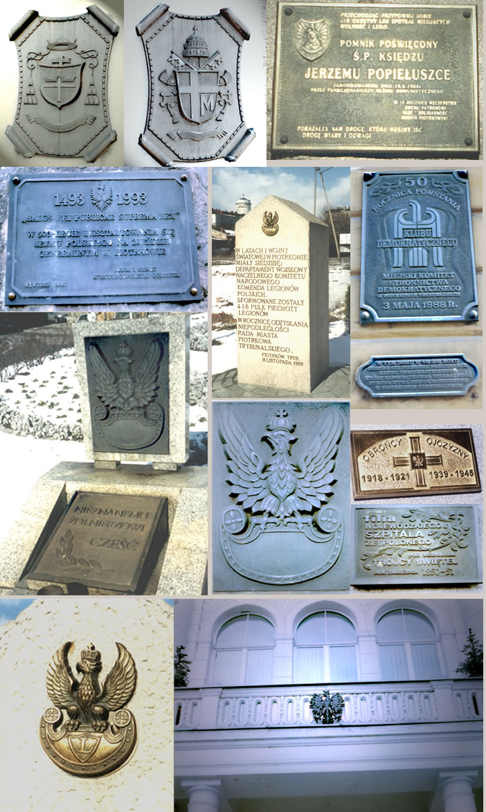 tablice pami�tkowe, litery metalowe, medaliony, statuetki,  klamry, odznaki