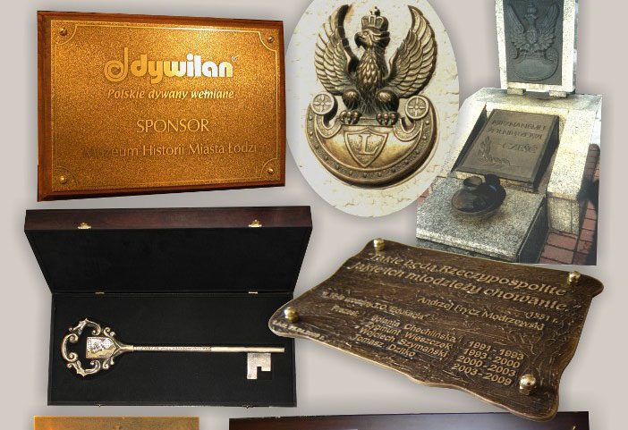 tablice pami�tkowe, litery metalowe, medaliony, statuetki,  klamry, odznaki