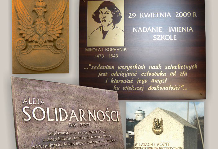 tablice pami�tkowe, litery metalowe, medaliony, statuetki,  klamry, odznaki