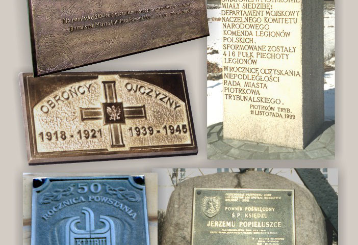 tablice pami�tkowe, litery metalowe, medaliony, statuetki,  klamry, odznaki
