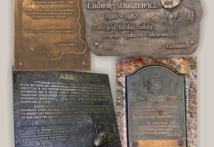 tablice pami�tkowe, litery metalowe, medaliony, statuetki,  klamry, odznaki