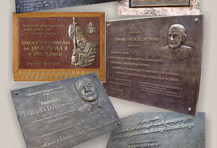 tablice pami�tkowe, litery metalowe, medaliony, statuetki,  klamry, odznaki