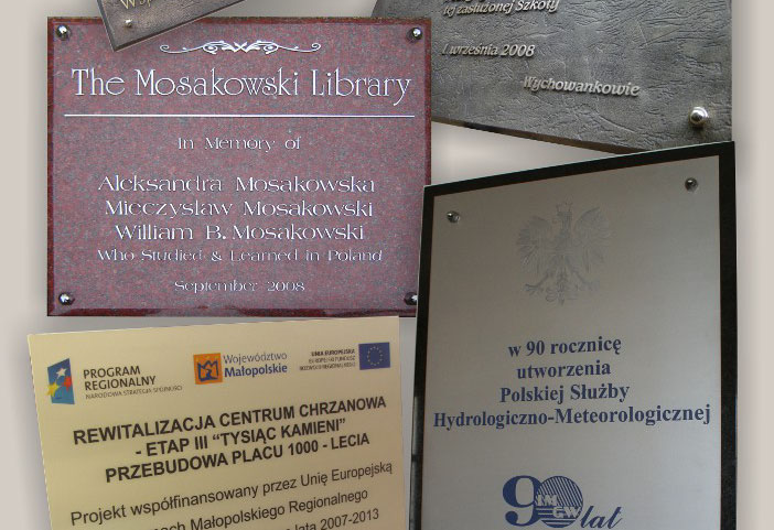 tablice pami�tkowe, litery metalowe, medaliony, statuetki,  klamry, odznaki